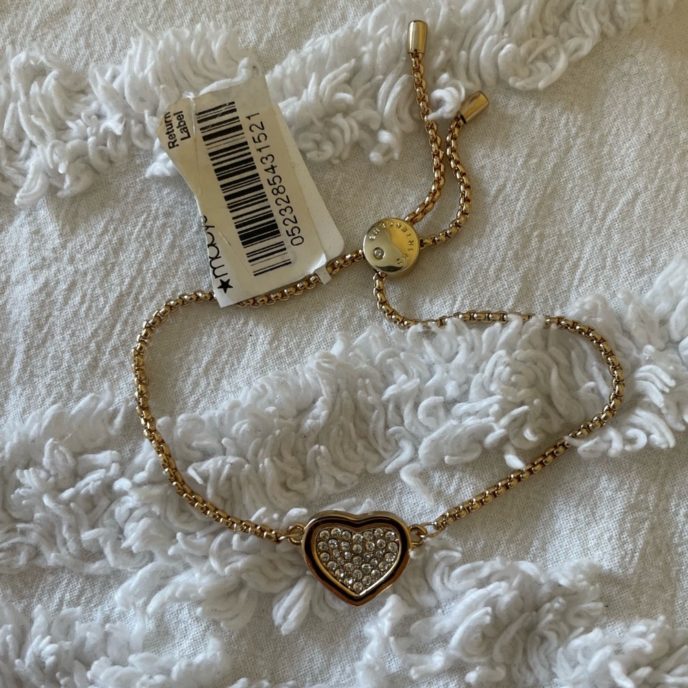 Gold Heart Bracelet with Crystals